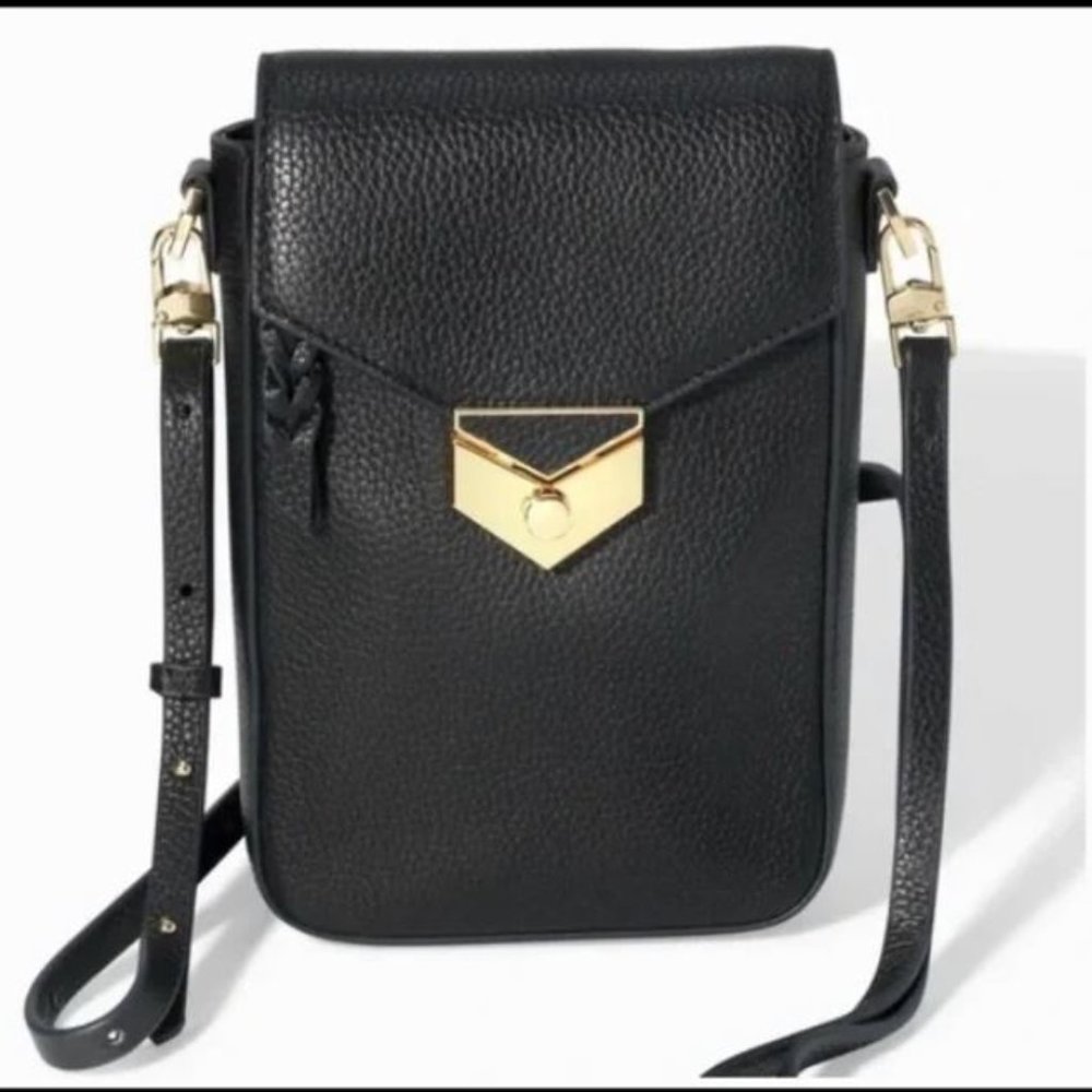 Stella and Dot Leather Covet Crossbody Black